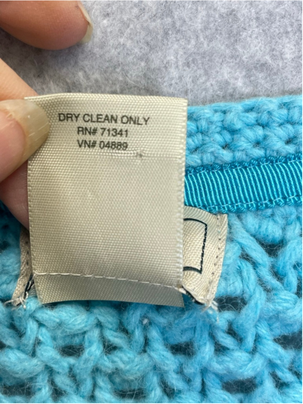 L.L.Bean Blue Open Knit Wool Angora Cardigan Sweater L - Picture 6 of 10